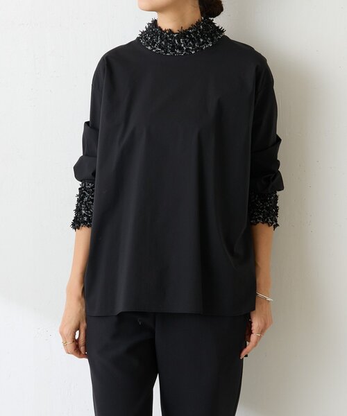 LIVETART（リヴェタート）の「《LIVETART》ツイードニットコンビシャツ（シャツ/ブラウス・レディース・ホワイト/ブラック・FREE）」の7枚目の写真