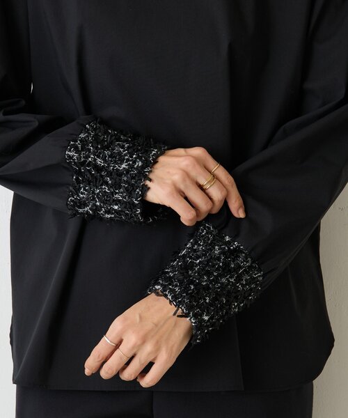 LIVETART（リヴェタート）の「《LIVETART》ツイードニットコンビシャツ（シャツ/ブラウス・レディース・ホワイト/ブラック・FREE）」の5枚目の写真