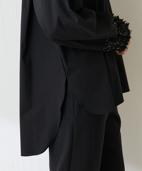 LIVETART（リヴェタート）の「《LIVETART》ツイードニットコンビシャツ（シャツ/ブラウス・レディース・ホワイト/ブラック・FREE）」の4枚目の写真