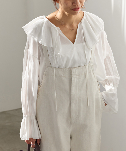 IENA（イエナ）の「フリルピンタックブラウス（シャツ/ブラウス・レディース・ホワイト/イエロー・FREE）」の5枚目の写真