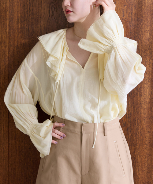 IENA（イエナ）の「フリルピンタックブラウス（シャツ/ブラウス・レディース・ホワイト/イエロー・FREE）」の15枚目の写真