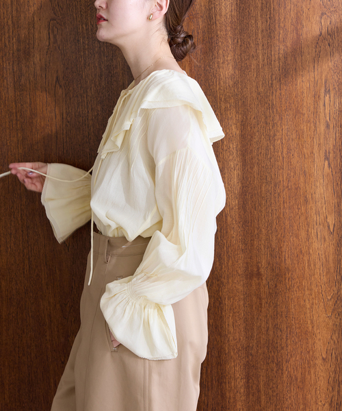 IENA（イエナ）の「フリルピンタックブラウス（シャツ/ブラウス・レディース・ホワイト/イエロー・FREE）」の16枚目の写真