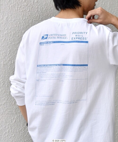 GOOD ROCK SPEED(グッドロックスピード)の「GOOD ROCK SPEED: USPS グラフィック プリント Tシャツ(ロンT)◇(Tシャツ/カットソー・メンズ・ホワイト/グレー・X-LARGE/LARGE/MEDIUM)」の1枚目の写真