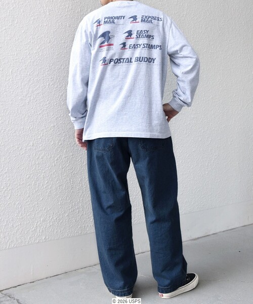 GOOD ROCK SPEED(グッドロックスピード)の「GOOD ROCK SPEED: USPS グラフィック プリント Tシャツ(ロンT)◇(Tシャツ/カットソー・メンズ・ホワイト/グレー・X-LARGE/LARGE/MEDIUM)」の3枚目の写真