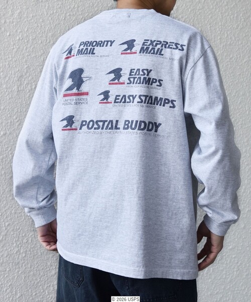 GOOD ROCK SPEED(グッドロックスピード)の「GOOD ROCK SPEED: USPS グラフィック プリント Tシャツ(ロンT)◇(Tシャツ/カットソー・メンズ・ホワイト/グレー・X-LARGE/LARGE/MEDIUM)」の5枚目の写真
