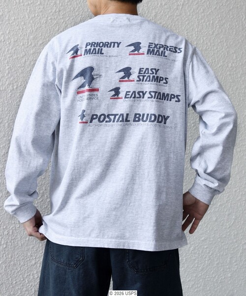 GOOD ROCK SPEED(グッドロックスピード)の「GOOD ROCK SPEED: USPS グラフィック プリント Tシャツ(ロンT)◇(Tシャツ/カットソー・メンズ・ホワイト/グレー・X-LARGE/LARGE/MEDIUM)」の6枚目の写真