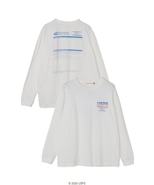 GOOD ROCK SPEED(グッドロックスピード)の「GOOD ROCK SPEED: USPS グラフィック プリント Tシャツ(ロンT)◇(Tシャツ/カットソー・メンズ・ホワイト/グレー・X-LARGE/LARGE/MEDIUM)」の7枚目の写真
