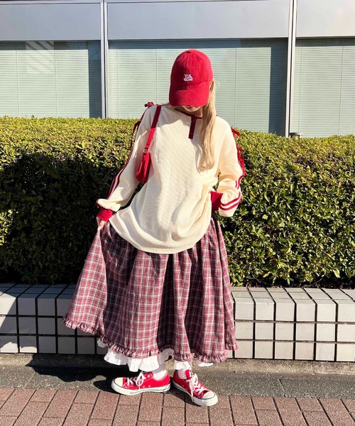 WC（ダブル シー）の「ヘンリーネックリボンラインワッフルロンT（Tシャツ/カットソー・レディース・アイボリー/サックスブルー/ピンク・FREE）」の7枚目の写真