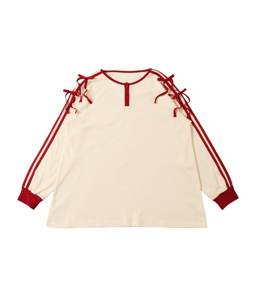WC（ダブル シー）の「ヘンリーネックリボンラインワッフルロンT（Tシャツ/カットソー・レディース・アイボリー/サックスブルー/ピンク・FREE）」の17枚目の写真