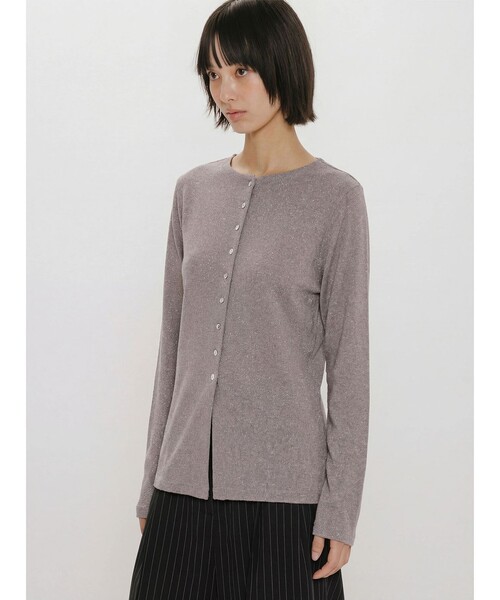 MIDIUMISOLID(ミディウミソリッド)の「MIDIUMISOLID for Ladies クルーネックロングカーディガン(カーディガン/ボレロ・レディース・キナリ/ピンク/グレー/ブラック・FREE)」の4枚目の写真