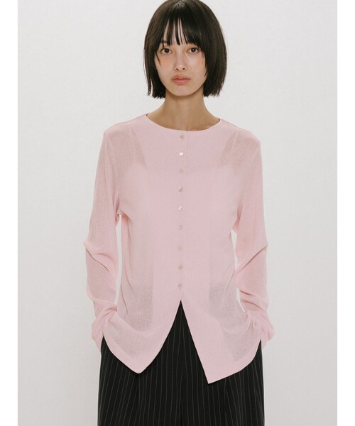 MIDIUMISOLID(ミディウミソリッド)の「MIDIUMISOLID for Ladies クルーネックロングカーディガン(カーディガン/ボレロ・レディース・キナリ/ピンク/グレー/ブラック・FREE)」の11枚目の写真