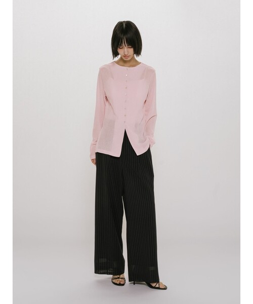 MIDIUMISOLID(ミディウミソリッド)の「MIDIUMISOLID for Ladies クルーネックロングカーディガン(カーディガン/ボレロ・レディース・キナリ/ピンク/グレー/ブラック・FREE)」の15枚目の写真