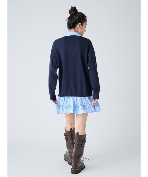 LILY BROWN(リリーブラウン)の「シャツドッキングミニワンピース(ワンピース・レディース・ネイビー/ブラウン/アイボリー・F)」の6枚目の写真