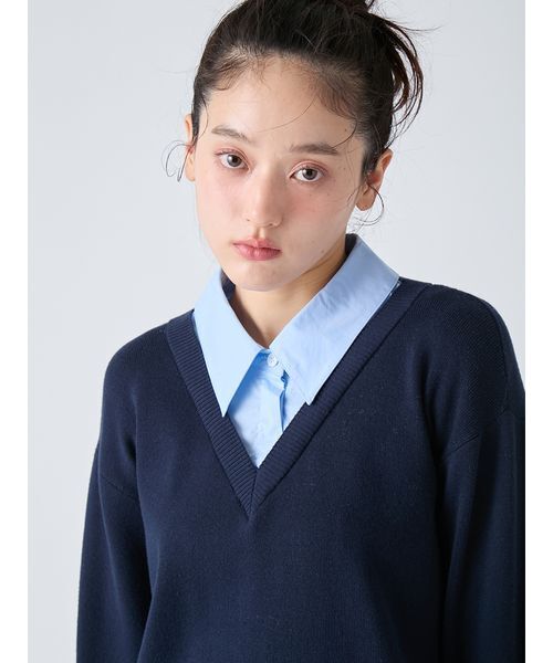LILY BROWN(リリーブラウン)の「シャツドッキングミニワンピース(ワンピース・レディース・ネイビー/ブラウン/アイボリー・F)」の8枚目の写真