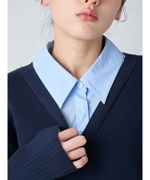LILY BROWN(リリーブラウン)の「シャツドッキングミニワンピース(ワンピース・レディース・ネイビー/ブラウン/アイボリー・F)」の9枚目の写真