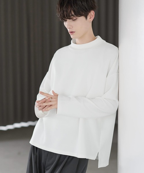 ASTRONOMY(アストロノミー)の「【防シワ/抗ピリング】 ポンチモックネック長袖カットソー(Tシャツ/カットソー・メンズ・ブラック/ホワイト/グレー/チャコール/ネイビー・S/M/L/XL)」の6枚目の写真