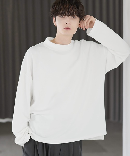 ASTRONOMY(アストロノミー)の「【防シワ/抗ピリング】 ポンチモックネック長袖カットソー(Tシャツ/カットソー・メンズ・ブラック/ホワイト/グレー/チャコール/ネイビー・S/M/L/XL)」の7枚目の写真