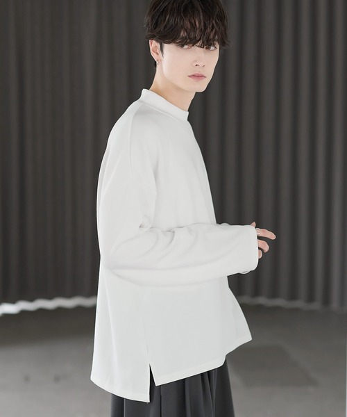 ASTRONOMY(アストロノミー)の「【防シワ/抗ピリング】 ポンチモックネック長袖カットソー(Tシャツ/カットソー・メンズ・ブラック/ホワイト/グレー/チャコール/ネイビー・S/M/L/XL)」の8枚目の写真
