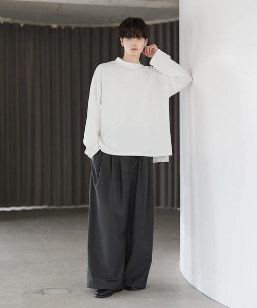 ASTRONOMY(アストロノミー)の「【防シワ/抗ピリング】 ポンチモックネック長袖カットソー(Tシャツ/カットソー・メンズ・ブラック/ホワイト/グレー/チャコール/ネイビー・S/M/L/XL)」の10枚目の写真