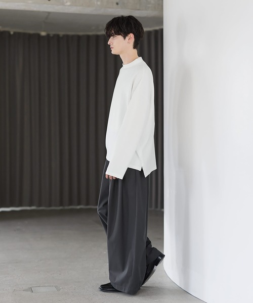ASTRONOMY(アストロノミー)の「【防シワ/抗ピリング】 ポンチモックネック長袖カットソー(Tシャツ/カットソー・メンズ・ブラック/ホワイト/グレー/チャコール/ネイビー・S/M/L/XL)」の11枚目の写真
