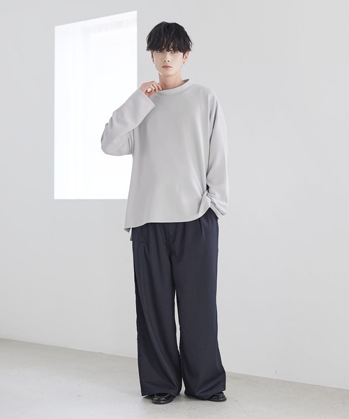 ASTRONOMY(アストロノミー)の「【防シワ/抗ピリング】 ポンチモックネック長袖カットソー(Tシャツ/カットソー・メンズ・ブラック/ホワイト/グレー/チャコール/ネイビー・S/M/L/XL)」の19枚目の写真