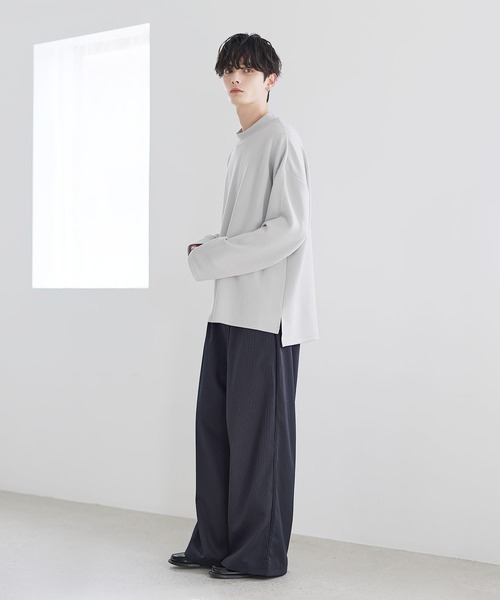 ASTRONOMY(アストロノミー)の「【防シワ/抗ピリング】 ポンチモックネック長袖カットソー(Tシャツ/カットソー・メンズ・ブラック/ホワイト/グレー/チャコール/ネイビー・S/M/L/XL)」の21枚目の写真
