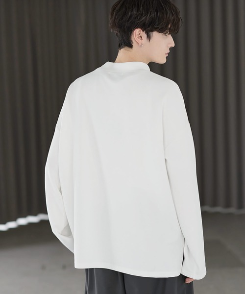 ASTRONOMY(アストロノミー)の「【防シワ/抗ピリング】 ポンチモックネック長袖カットソー(Tシャツ/カットソー・メンズ・ブラック/ホワイト/グレー/チャコール/ネイビー・S/M/L/XL)」の9枚目の写真