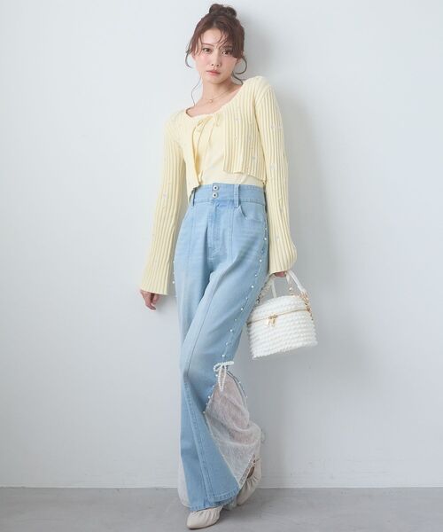 MAJESTIC LEGON(マジェスティックレゴン)の「キャミセットフラワー刺繍カーデ(カーディガン/ボレロ・レディース・グレー/ピンク/アイボリー/イエロー・MEDIUM)」の19枚目の写真