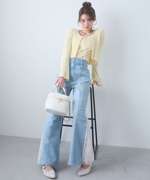 MAJESTIC LEGON(マジェスティックレゴン)の「キャミセットフラワー刺繍カーデ(カーディガン/ボレロ・レディース・グレー/ピンク/アイボリー/イエロー・MEDIUM)」の20枚目の写真