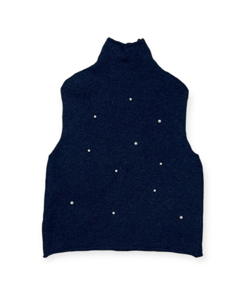 BORN SLIPPY(ボーンスリッピー)の「Snow Pearl Stud High-Neck Knit Vest (Navy)(ベスト・レディース・その他・FREE)」の4枚目の写真