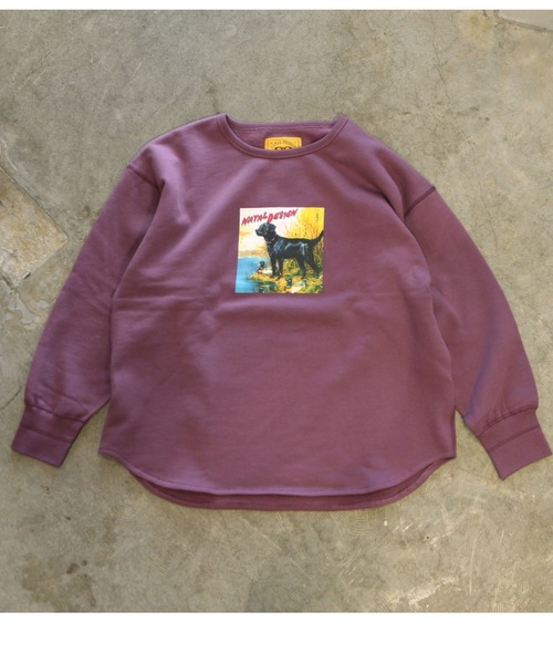 NATAL DESIGN（ネイタルデザイン）の「BRUSHED COTTON LONG SLEEVE CREW "Lil Guardian"（スウェット・メンズ・パープル/チョコ/オリーブ・SMALL/MEDIUM/LARGE/X-LARGE）」の9枚目の写真