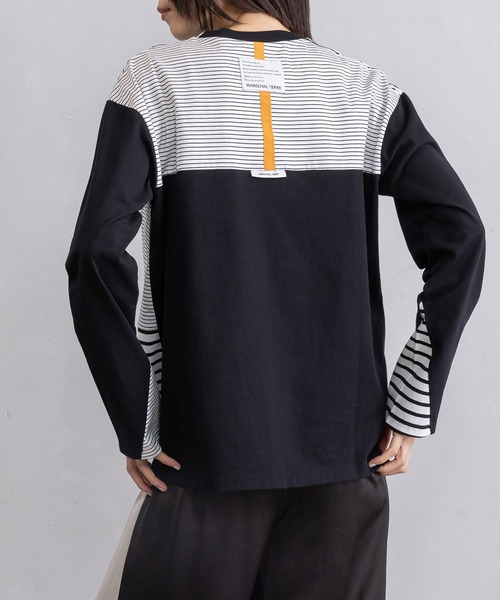 MARECHAL TERRE(マルシャルテル)の「ボーダー切替えトップス(Tシャツ/カットソー・レディース・ブラック/ネイビー/グレー/オフホワイト・MEDIUM)」の3枚目の写真
