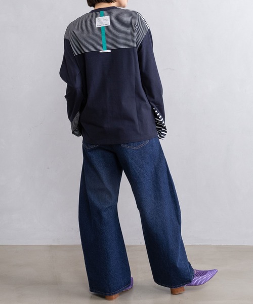 MARECHAL TERRE(マルシャルテル)の「ボーダー切替えトップス(Tシャツ/カットソー・レディース・ブラック/ネイビー/グレー/オフホワイト・MEDIUM)」の12枚目の写真