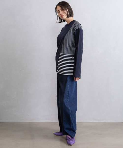 MARECHAL TERRE(マルシャルテル)の「ボーダー切替えトップス(Tシャツ/カットソー・レディース・ブラック/ネイビー/グレー/オフホワイト・MEDIUM)」の13枚目の写真