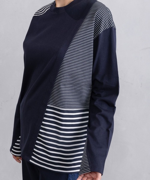MARECHAL TERRE(マルシャルテル)の「ボーダー切替えトップス(Tシャツ/カットソー・レディース・ブラック/ネイビー/グレー/オフホワイト・MEDIUM)」の16枚目の写真