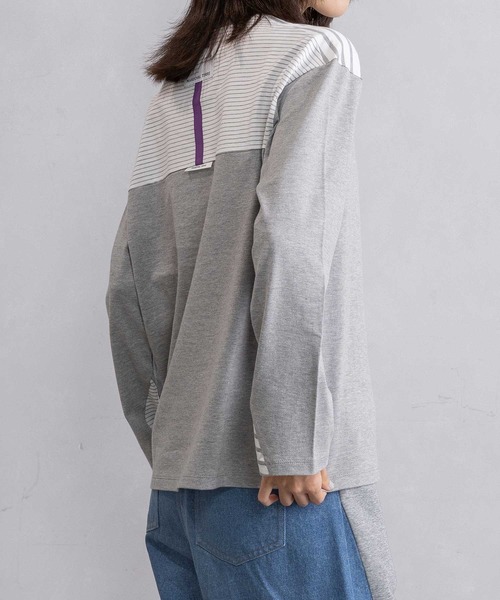 MARECHAL TERRE(マルシャルテル)の「ボーダー切替えトップス(Tシャツ/カットソー・レディース・ブラック/ネイビー/グレー/オフホワイト・MEDIUM)」の21枚目の写真