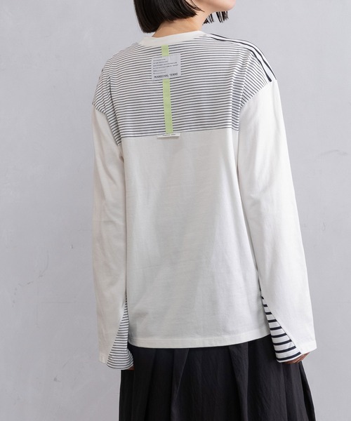 MARECHAL TERRE(マルシャルテル)の「ボーダー切替えトップス(Tシャツ/カットソー・レディース・ブラック/ネイビー/グレー/オフホワイト・MEDIUM)」の6枚目の写真