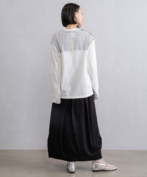 MARECHAL TERRE(マルシャルテル)の「ボーダー切替えトップス(Tシャツ/カットソー・レディース・ブラック/ネイビー/グレー/オフホワイト・MEDIUM)」の7枚目の写真