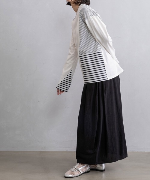 MARECHAL TERRE(マルシャルテル)の「ボーダー切替えトップス(Tシャツ/カットソー・レディース・ブラック/ネイビー/グレー/オフホワイト・MEDIUM)」の8枚目の写真