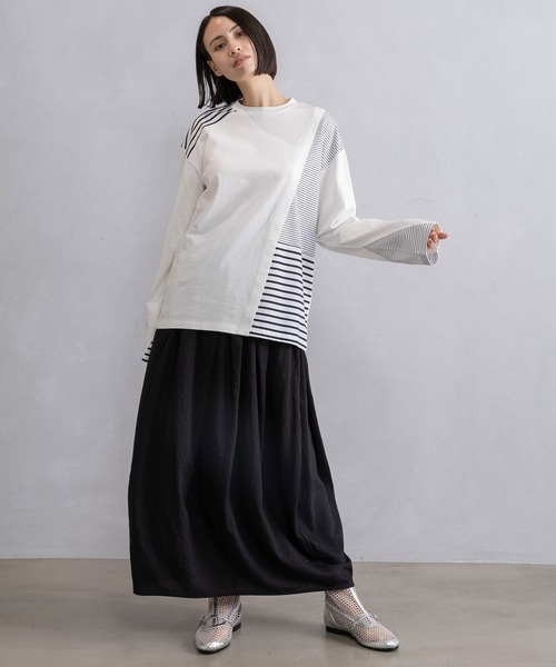 MARECHAL TERRE(マルシャルテル)の「ボーダー切替えトップス(Tシャツ/カットソー・レディース・ブラック/ネイビー/グレー/オフホワイト・MEDIUM)」の9枚目の写真