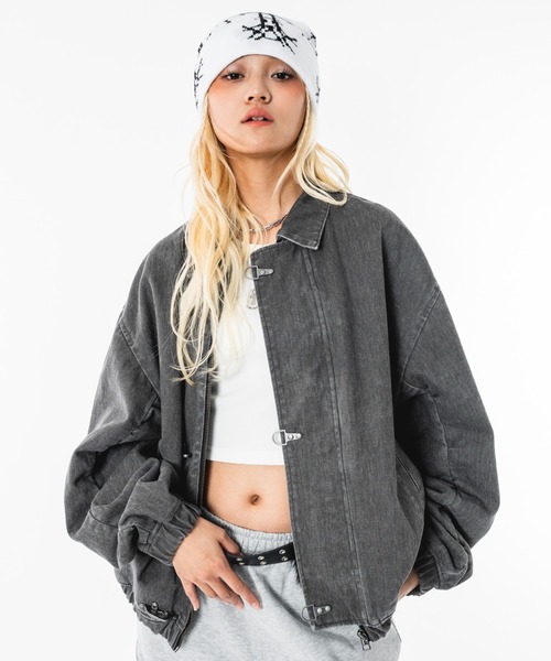 SHORT ROUND(ショートラウンド)の「SHORT ROUND/ファイヤーマンジャケット(ブルゾン・メンズ・グレー/ブラック・LARGE/MEDIUM)」の4枚目の写真