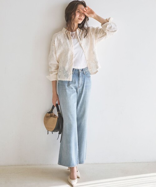 23区 S（ニジュウサンクチイサイサイズ）の「ワイドシルエット デニム パンツ（デニムパンツ・レディース・ライトグレー系/スカイブルー系・34/32）」の3枚目の写真