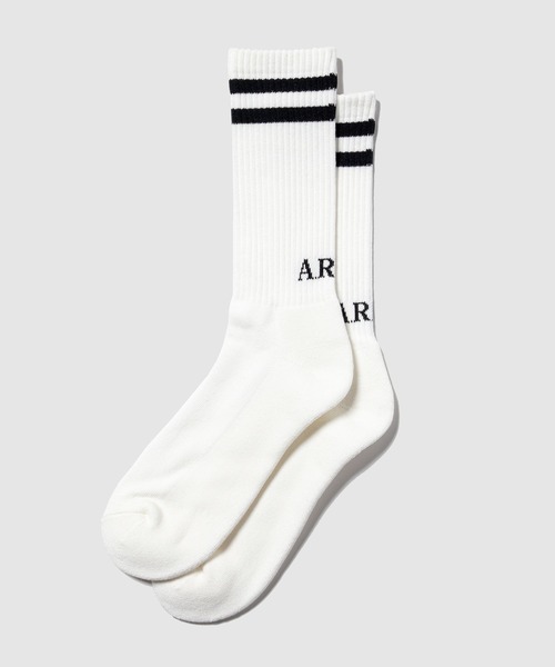 AMERICAN RAG CIE（アメリカンラグシー）の「【AMERICAN RAG CIE】  Wラインソックス 25～27cm（ユニセックス）（ソックス/靴下・メンズ・ブラック/レッド・FREE）」の2枚目の写真