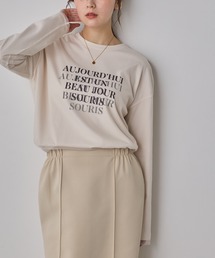 チュールレイヤード プリント長袖Tシャツ