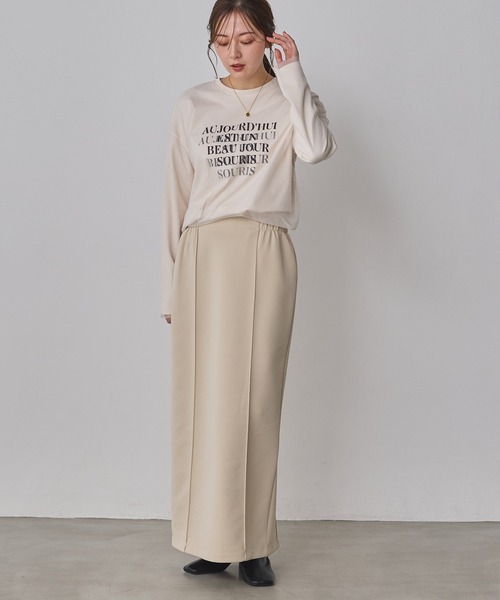 hunch(ハンチ)の「チュールレイヤード プリント長袖Tシャツ(Tシャツ/カットソー・レディース・オフホワイト/ブラック/ライトベージュ・FREE)」の20枚目の写真