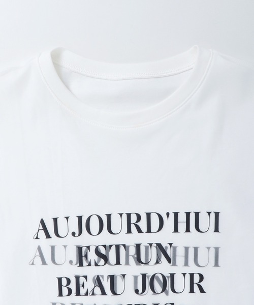 hunch(ハンチ)の「チュールレイヤード プリント長袖Tシャツ(Tシャツ/カットソー・レディース・オフホワイト/ブラック/ライトベージュ・FREE)」の11枚目の写真