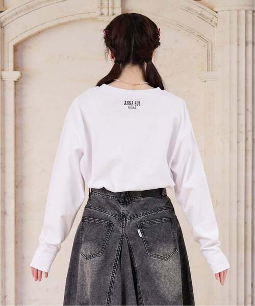 ANNA SUI mini（アナスイ・ミニ）の「【親子リンク】LADIES_蝶ロゴ長袖Tシャツ【接触冷感・UVカット】（Tシャツ/カットソー・レディース・ホワイト・F）」の4枚目の写真