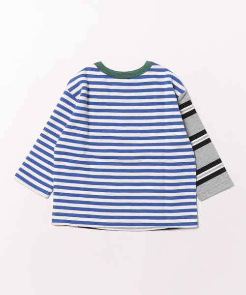 HAKKA BABY（ハッカベビー）の「[ベビー]ボーダー切替長袖Tシャツ（Tシャツ/カットソー・キッズ・杢グレー/サックスブルー・90cm/80ｃｍ）」の3枚目の写真
