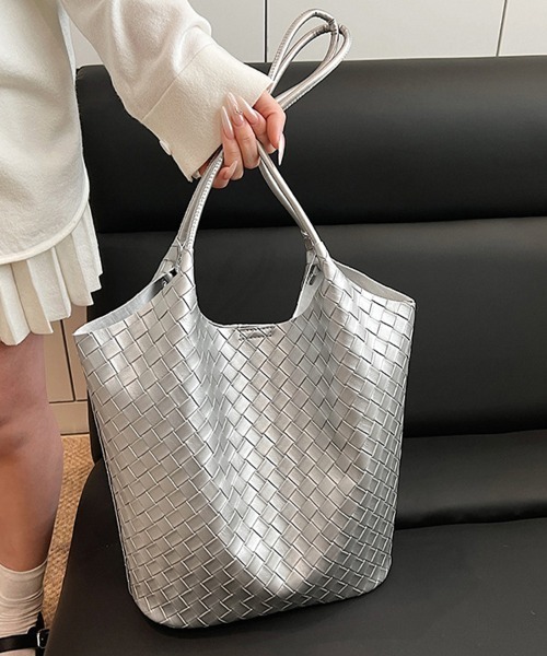 ReRe(リリ)の「ミニバック付き×メッシュ編みバッグ(トートバッグ・レディース・ブラック/シルバー/オフホワイト/ピンク・FREE)」の6枚目の写真