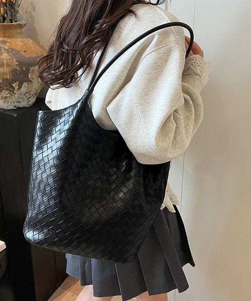 ReRe(リリ)の「ミニバック付き×メッシュ編みバッグ(トートバッグ・レディース・ブラック/シルバー/オフホワイト/ピンク・FREE)」の11枚目の写真
